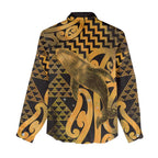 Humpback Whale Matariki New Zealand Women Casual Shirt NZ Maori Paikea Poutama Luxury Gold
