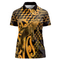 Humpback Whale Matariki New Zealand Women Polo Shirt NZ Maori Paikea Poutama Luxury Gold