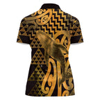 Humpback Whale Matariki New Zealand Women Polo Shirt NZ Maori Paikea Poutama Luxury Gold