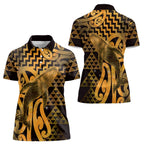 Humpback Whale Matariki New Zealand Women Polo Shirt NZ Maori Paikea Poutama Luxury Gold