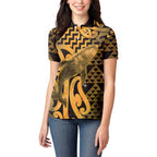 Humpback Whale Matariki New Zealand Women Polo Shirt NZ Maori Paikea Poutama Luxury Gold