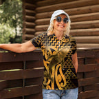Humpback Whale Matariki New Zealand Women Polo Shirt NZ Maori Paikea Poutama Luxury Gold
