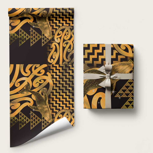 Humpback Whale Matariki New Zealand Wrapping Paper NZ Maori Paikea Poutama Luxury Gold