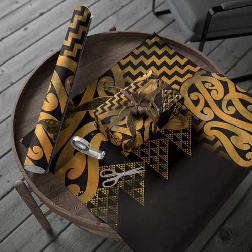 Humpback Whale Matariki New Zealand Wrapping Paper NZ Maori Paikea Poutama Luxury Gold