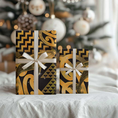 Humpback Whale Matariki New Zealand Wrapping Paper NZ Maori Paikea Poutama Luxury Gold