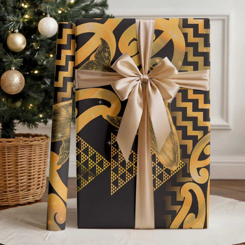 Humpback Whale Matariki New Zealand Wrapping Paper NZ Maori Paikea Poutama Luxury Gold