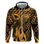 Humpback Whale Matariki New Zealand Zip Hoodie NZ Maori Paikea Poutama Luxury Gold