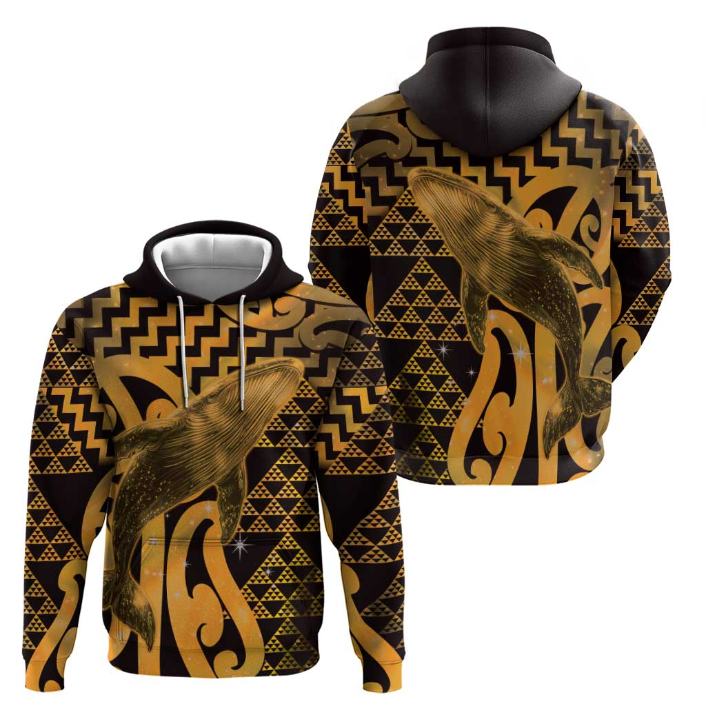 Humpback Whale Matariki New Zealand Zip Hoodie NZ Maori Paikea Poutama Luxury Gold