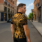 Humpback Whale Matariki New Zealand Zipper Polo Shirt NZ Maori Paikea Poutama Luxury Gold
