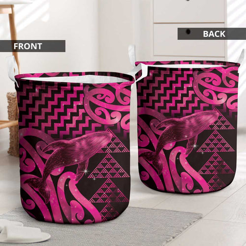 Humpback Whale Matariki New Zealand Laundry Basket NZ Maori Paikea Poutama Luxury Pink