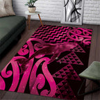 Humpback Whale Matariki New Zealand Area Rug NZ Maori Paikea Poutama Luxury Pink