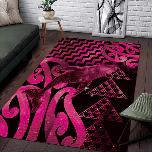 Humpback Whale Matariki New Zealand Area Rug NZ Maori Paikea Poutama Luxury Pink