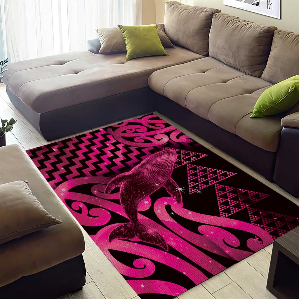 Humpback Whale Matariki New Zealand Area Rug NZ Maori Paikea Poutama Luxury Pink