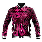 Humpback Whale Matariki New Zealand Baseball Jacket NZ Maori Paikea Poutama Luxury Pink