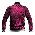 Humpback Whale Matariki New Zealand Baseball Jacket NZ Maori Paikea Poutama Luxury Pink