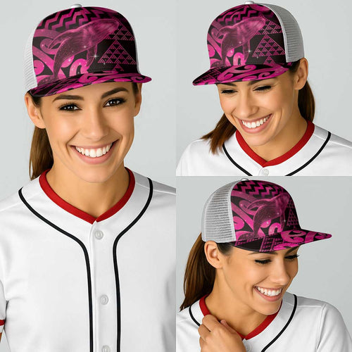 Humpback Whale Matariki New Zealand Baseball Net Cap NZ Maori Paikea Poutama Luxury Pink