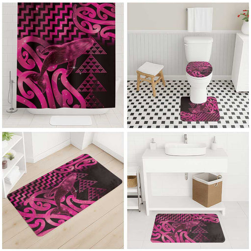 Humpback Whale Matariki New Zealand Bathroom Set NZ Maori Paikea Poutama Luxury Pink