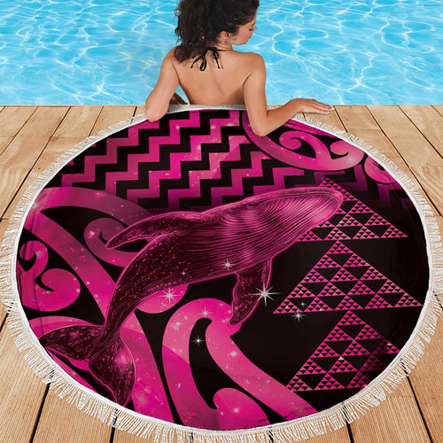 Humpback Whale Matariki New Zealand Beach Blanket NZ Maori Paikea Poutama Luxury Pink