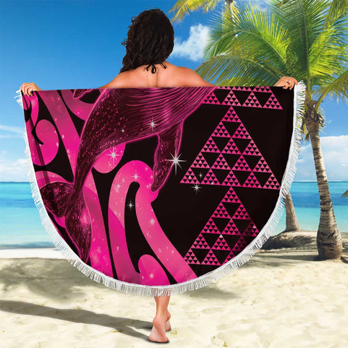 Humpback Whale Matariki New Zealand Beach Blanket NZ Maori Paikea Poutama Luxury Pink