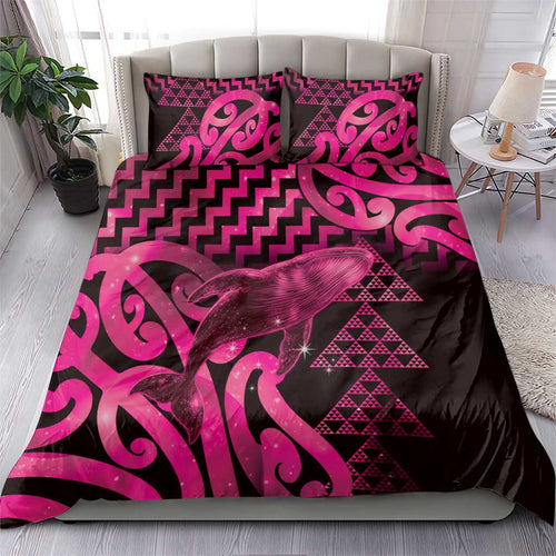 Humpback Whale Matariki New Zealand Bedding Set NZ Maori Paikea Poutama Luxury Pink