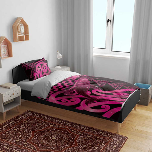 Humpback Whale Matariki New Zealand Bedding Set NZ Maori Paikea Poutama Luxury Pink
