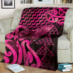 Humpback Whale Matariki New Zealand Blanket NZ Maori Paikea Poutama Luxury Pink