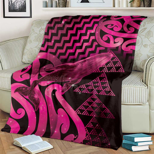 Humpback Whale Matariki New Zealand Blanket NZ Maori Paikea Poutama Luxury Pink
