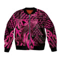 Humpback Whale Matariki New Zealand Bomber Jacket NZ Maori Paikea Poutama Luxury Pink