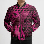 Humpback Whale Matariki New Zealand Bomber Puffer Jacket NZ Maori Paikea Poutama Luxury Pink