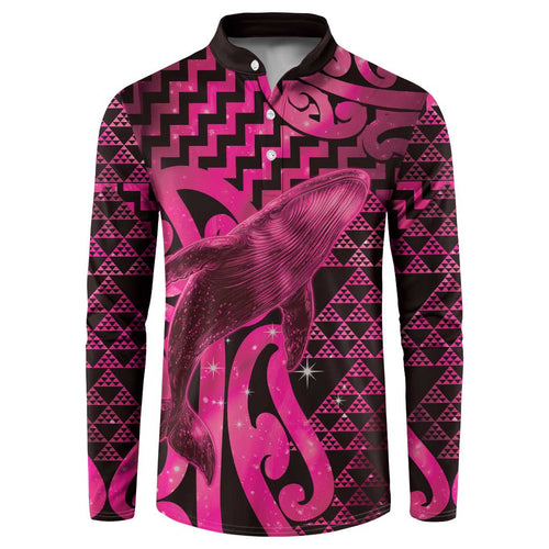 Humpback Whale Matariki New Zealand Button Sweatshirt NZ Maori Paikea Poutama Luxury Pink