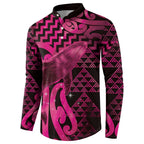 Humpback Whale Matariki New Zealand Button Sweatshirt NZ Maori Paikea Poutama Luxury Pink