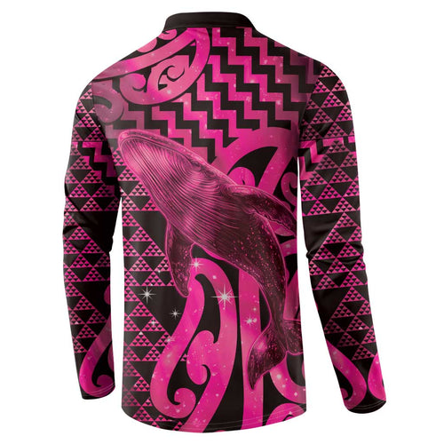 Humpback Whale Matariki New Zealand Button Sweatshirt NZ Maori Paikea Poutama Luxury Pink