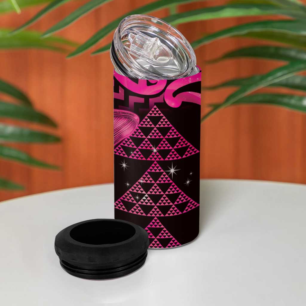Humpback Whale Matariki New Zealand 4 in 1 Can Cooler Tumbler NZ Maori Paikea Poutama Luxury Pink