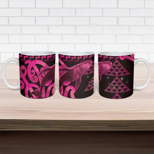 Humpback Whale Matariki New Zealand Ceramic Mug NZ Maori Paikea Poutama Luxury Pink