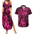 Humpback Whale Matariki New Zealand Couples Matching Summer Maxi Dress and Hawaiian Shirt NZ Maori Paikea Poutama Luxury Pink