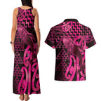 Humpback Whale Matariki New Zealand Couples Matching Tank Maxi Dress and Hawaiian Shirt NZ Maori Paikea Poutama Luxury Pink