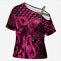 Humpback Whale Matariki New Zealand Cross Shoulder Shirt NZ Maori Paikea Poutama Luxury Pink