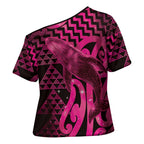 Humpback Whale Matariki New Zealand Cross Shoulder Shirt NZ Maori Paikea Poutama Luxury Pink