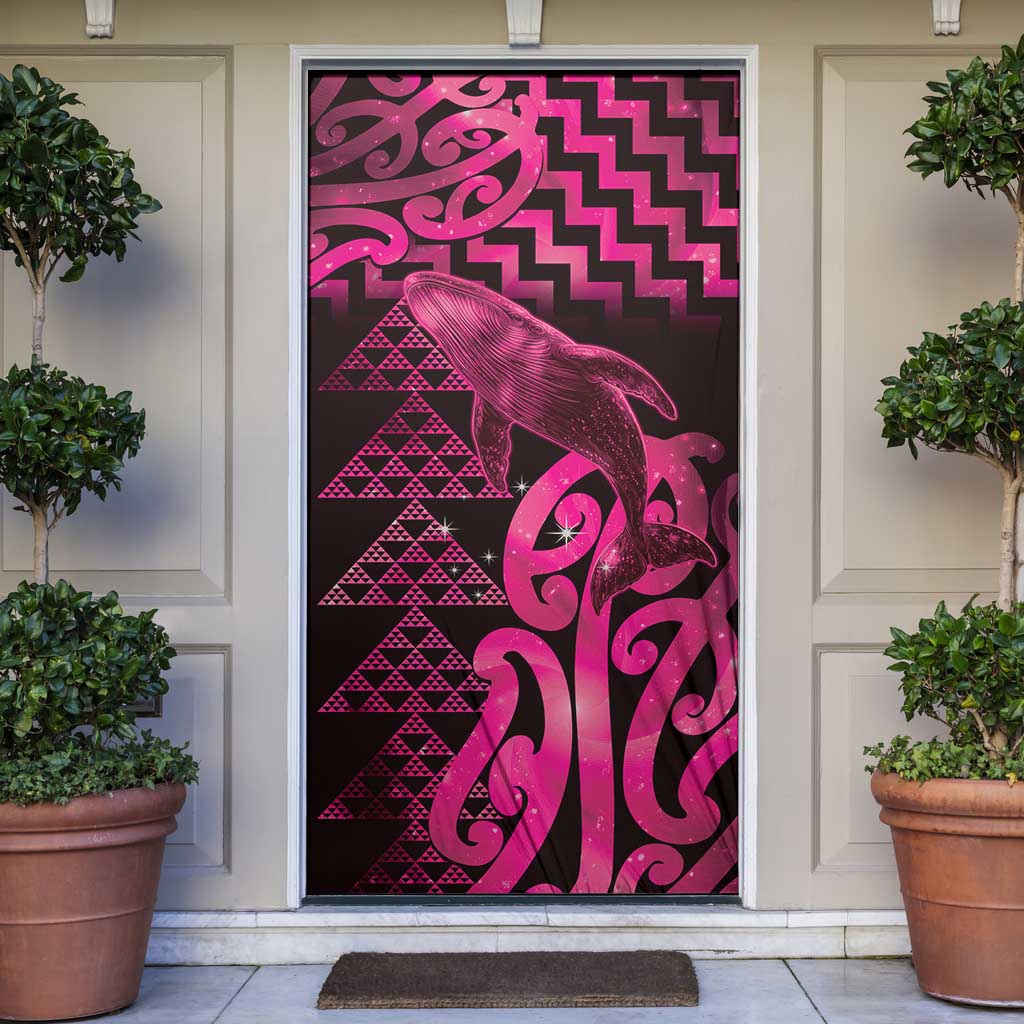 Humpback Whale Matariki New Zealand Door Cover NZ Maori Paikea Poutama Luxury Pink