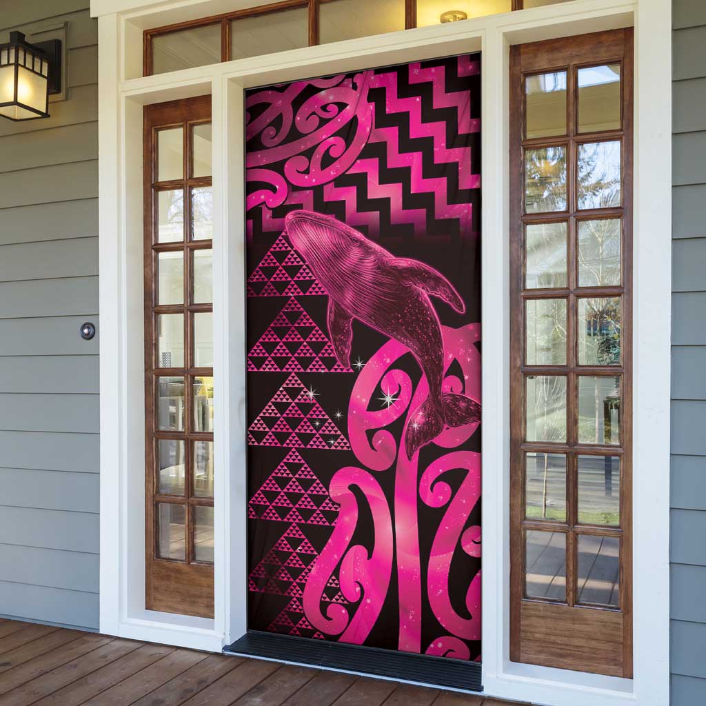 Humpback Whale Matariki New Zealand Door Cover NZ Maori Paikea Poutama Luxury Pink