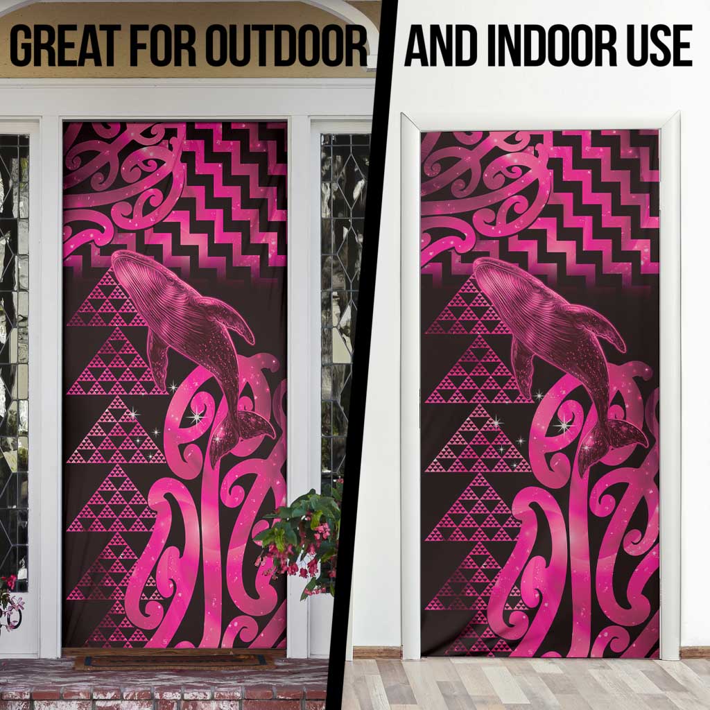 Humpback Whale Matariki New Zealand Door Cover NZ Maori Paikea Poutama Luxury Pink