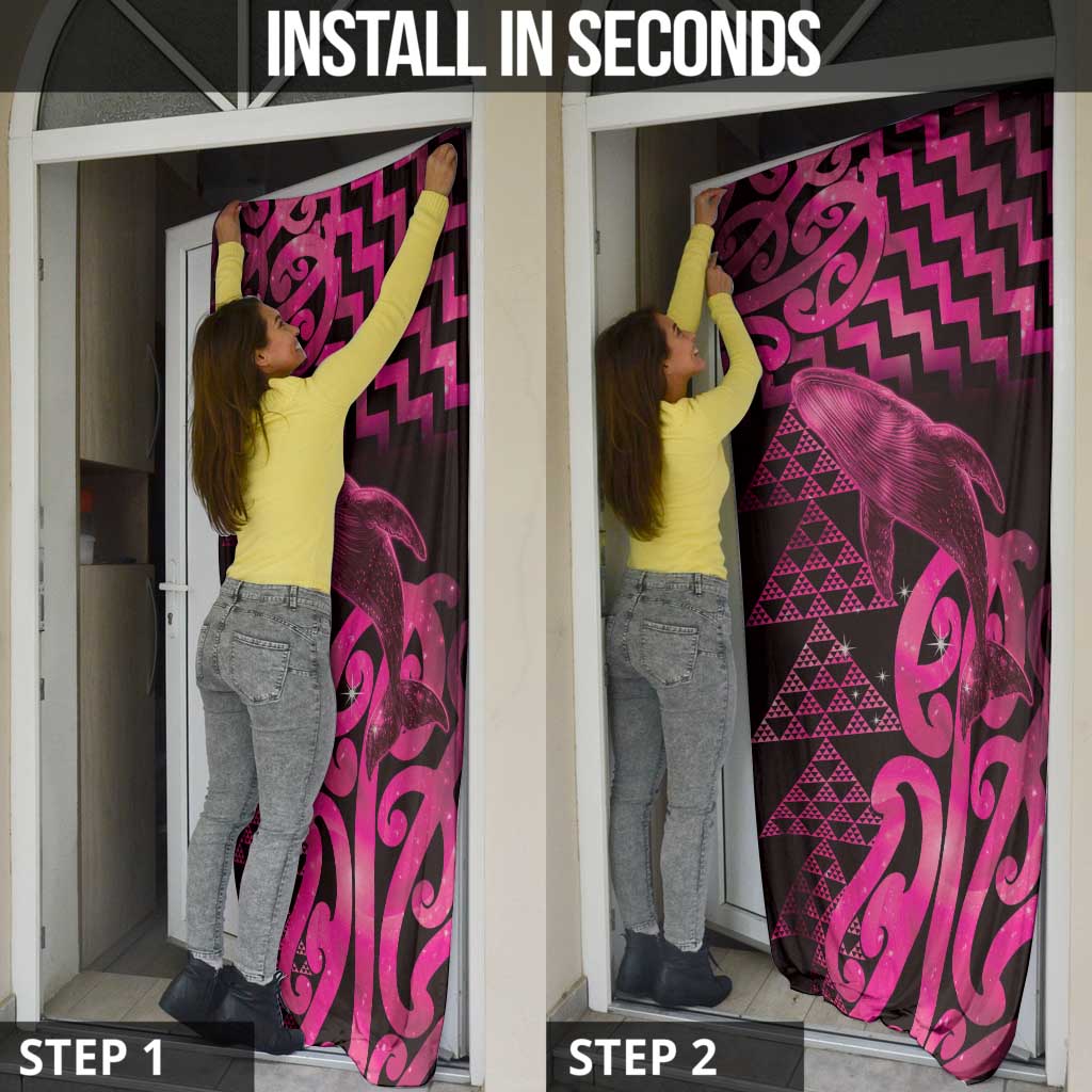 Humpback Whale Matariki New Zealand Door Cover NZ Maori Paikea Poutama Luxury Pink