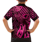 Humpback Whale Matariki New Zealand Family Matching Long Sleeve Bodycon Dress and Hawaiian Shirt NZ Maori Paikea Poutama Luxury Pink