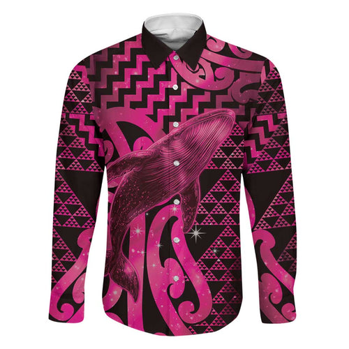 Humpback Whale Matariki New Zealand Family Matching Long Sleeve Bodycon Dress and Hawaiian Shirt NZ Maori Paikea Poutama Luxury Pink