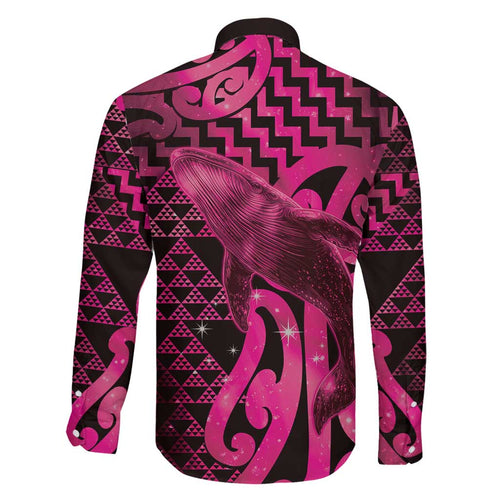 Humpback Whale Matariki New Zealand Family Matching Long Sleeve Bodycon Dress and Hawaiian Shirt NZ Maori Paikea Poutama Luxury Pink
