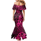 Humpback Whale Matariki New Zealand Family Matching Mermaid Dress and Hawaiian Shirt NZ Maori Paikea Poutama Luxury Pink