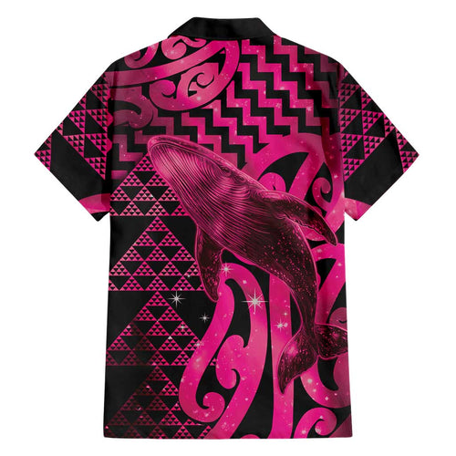 Humpback Whale Matariki New Zealand Family Matching Off Shoulder Maxi Dress and Hawaiian Shirt NZ Maori Paikea Poutama Luxury Pink