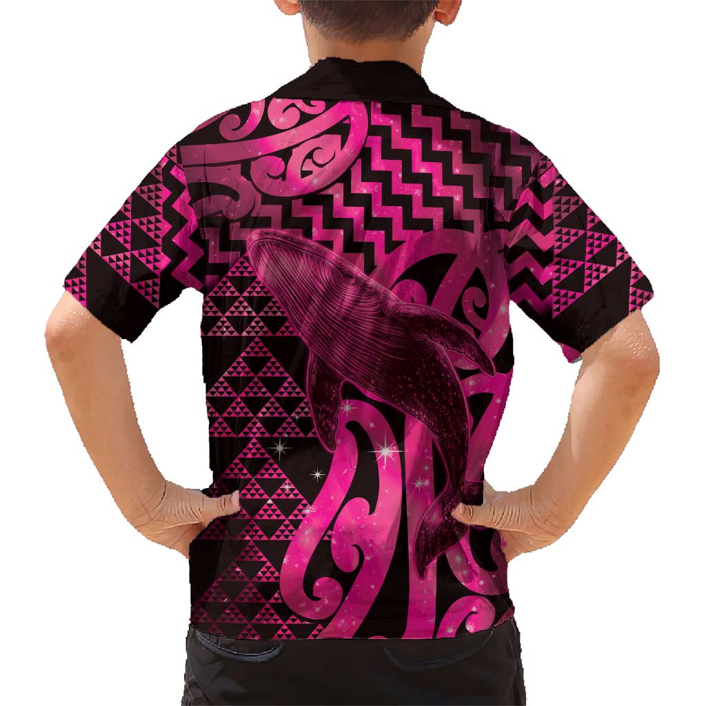 Humpback Whale Matariki New Zealand Family Matching Puletasi and Hawaiian Shirt NZ Maori Paikea Poutama Luxury Pink
