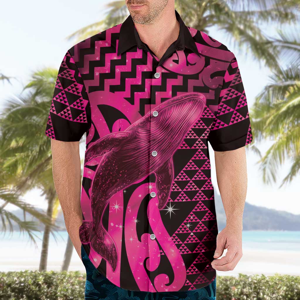 Humpback Whale Matariki New Zealand Hawaiian Shirt NZ Maori Paikea Poutama Luxury Pink