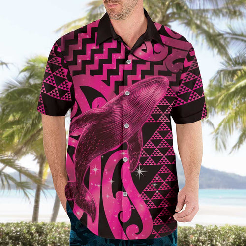 Humpback Whale Matariki New Zealand Hawaiian Shirt NZ Maori Paikea Poutama Luxury Pink